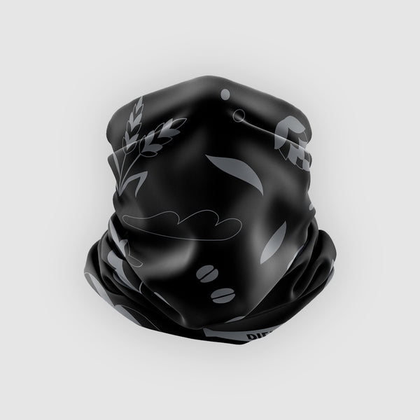 Black printed neck warmer
